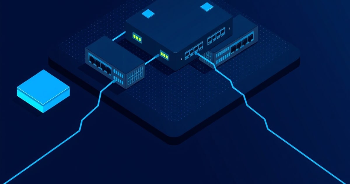Close-up of network switch ports and Ethernet uplinks, central to PoE budget and aggregation