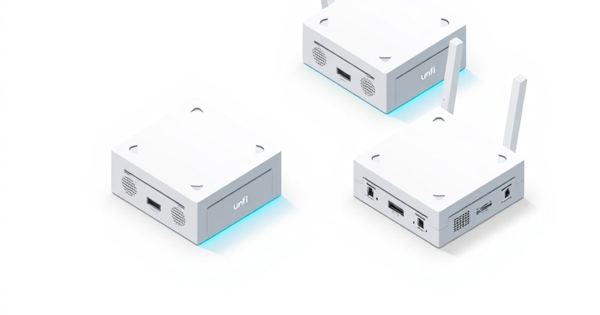Ceiling-mounted wireless access point glowing softly against a modern office ceiling